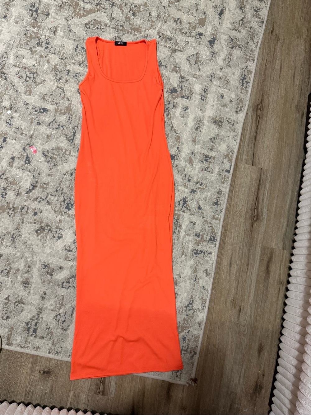 Sleeveless Coral-Orange Maxi Dress with Scoop Neck